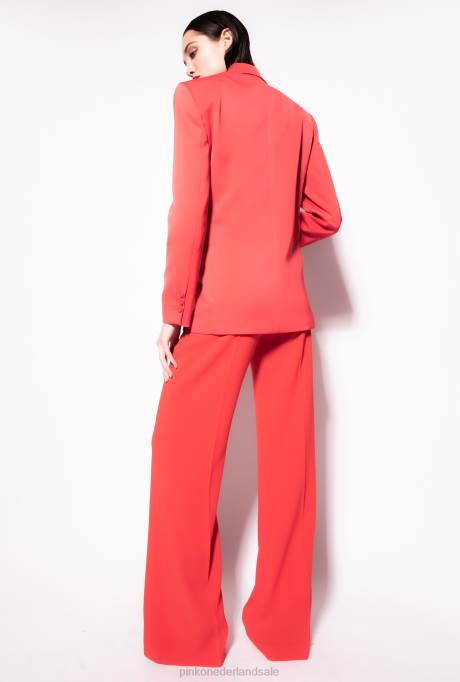 vrijetijdsbroek | L488661 broek met gouden knopen Pinko formule1 rood