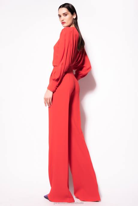 vrijetijdsbroek | L488661 broek met gouden knopen Pinko formule1 rood