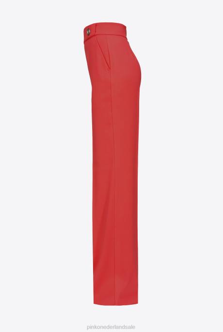 vrijetijdsbroek | L488661 broek met gouden knopen Pinko formule1 rood
