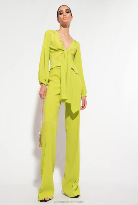 vrijetijdsbroek | L488667 uitlopende stretchbroek Pinko limoen geel