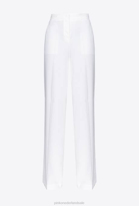 vrijetijdsbroek | L488670 stretchbroek met wijde pijpen Pinko wolk wit