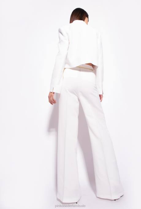 vrijetijdsbroek | L488682 linnen broek met wijde pijpen Pinko zijde wit