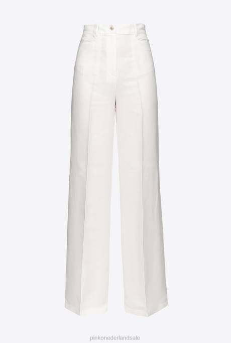 vrijetijdsbroek | L488682 linnen broek met wijde pijpen Pinko zijde wit