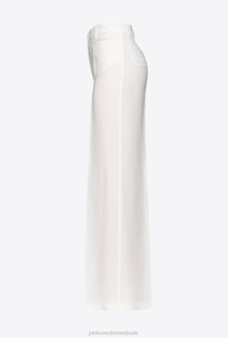 vrijetijdsbroek | L488682 linnen broek met wijde pijpen Pinko zijde wit