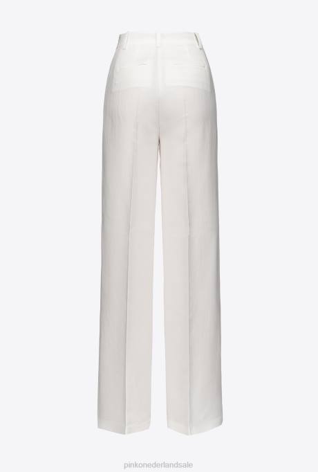vrijetijdsbroek | L488682 linnen broek met wijde pijpen Pinko zijde wit