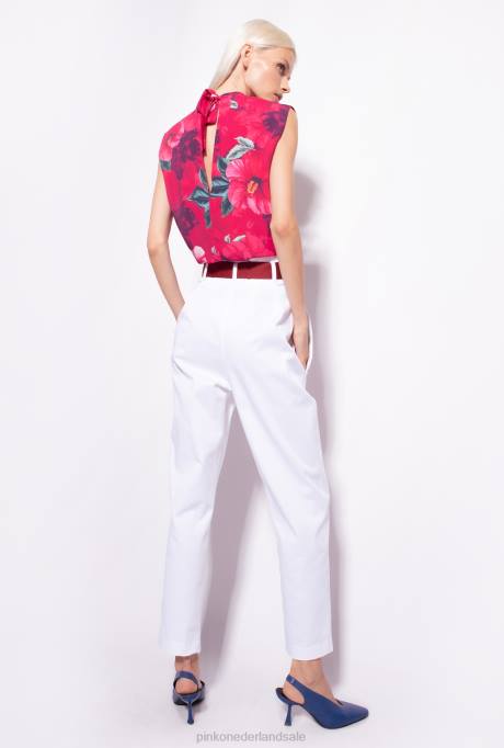 vrijetijdsbroek | L488683 broek met riem met logo-merk Pinko Sneeuwwitje