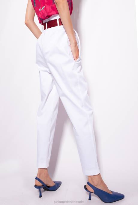 vrijetijdsbroek | L488683 broek met riem met logo-merk Pinko Sneeuwwitje