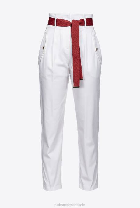 vrijetijdsbroek | L488683 broek met riem met logo-merk Pinko Sneeuwwitje