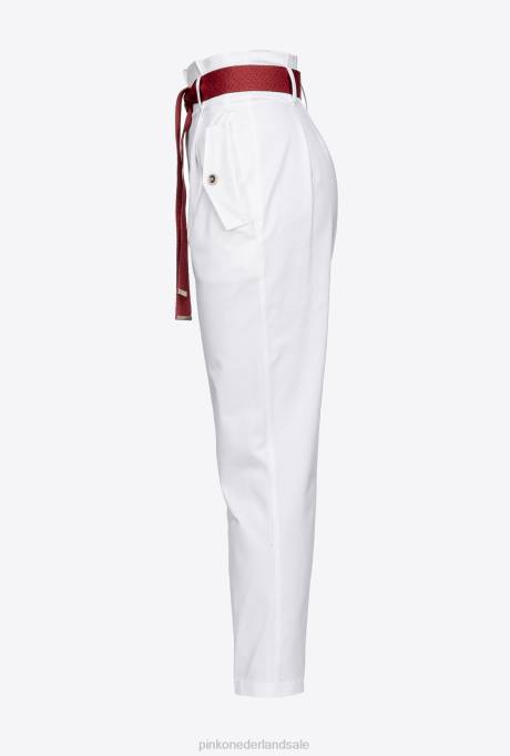 vrijetijdsbroek | L488683 broek met riem met logo-merk Pinko Sneeuwwitje