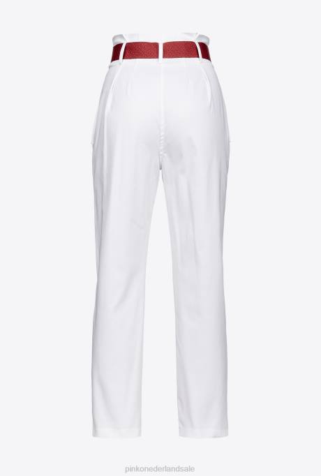 vrijetijdsbroek | L488683 broek met riem met logo-merk Pinko Sneeuwwitje