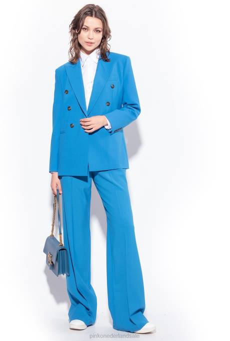 vrijetijdsbroek | L488694 wollen broek met wijde pijpen Pinko directeur blauw