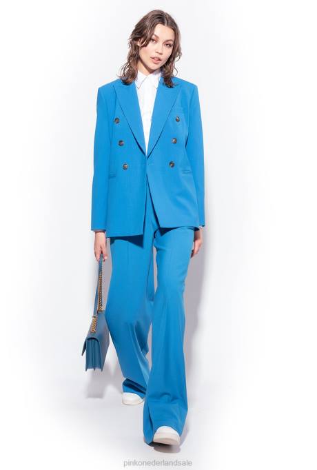 vrijetijdsbroek | L488694 wollen broek met wijde pijpen Pinko directeur blauw