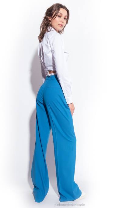 vrijetijdsbroek | L488694 wollen broek met wijde pijpen Pinko directeur blauw