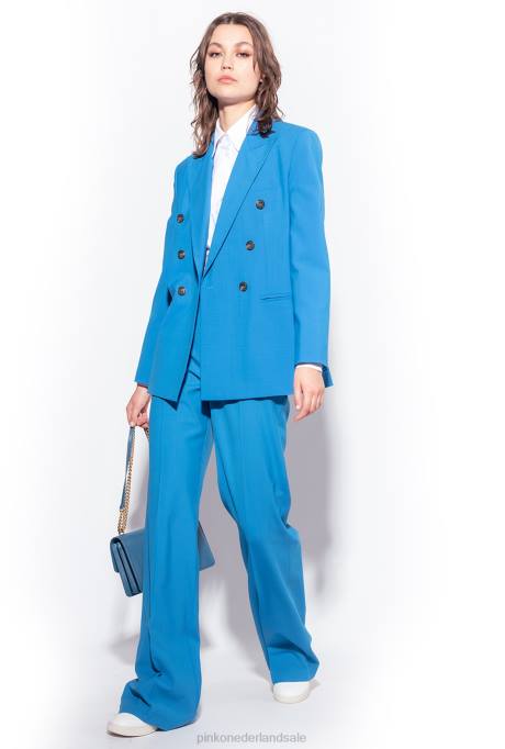 vrijetijdsbroek | L488694 wollen broek met wijde pijpen Pinko directeur blauw