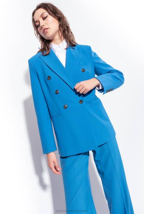 vrijetijdsbroek | L488694 wollen broek met wijde pijpen Pinko directeur blauw