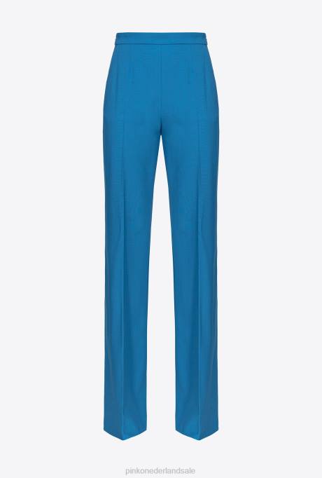 vrijetijdsbroek | L488694 wollen broek met wijde pijpen Pinko directeur blauw