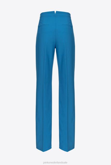 vrijetijdsbroek | L488694 wollen broek met wijde pijpen Pinko directeur blauw