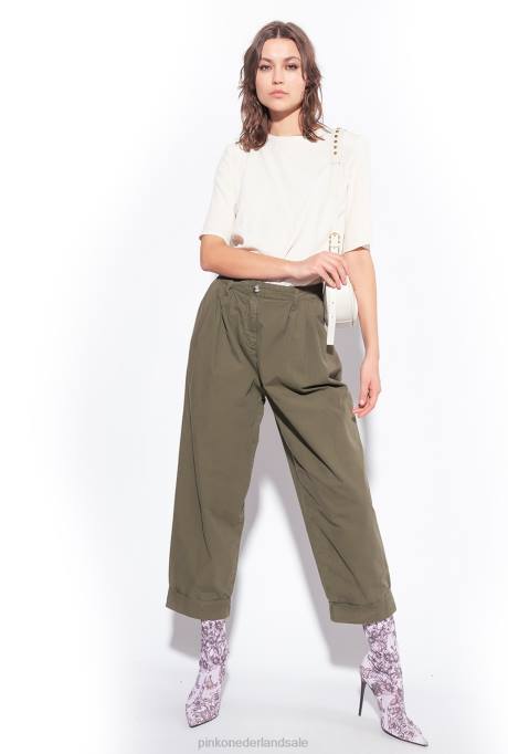 vrijetijdsbroek | L488707 katoenen mousseline broek Pinko geweer groen