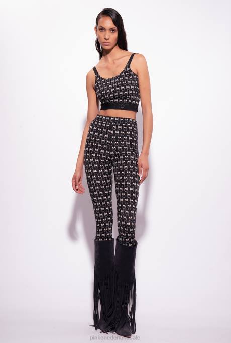 vrijetijdsbroek | L488712 legging met monogram Pinko zwart/crème