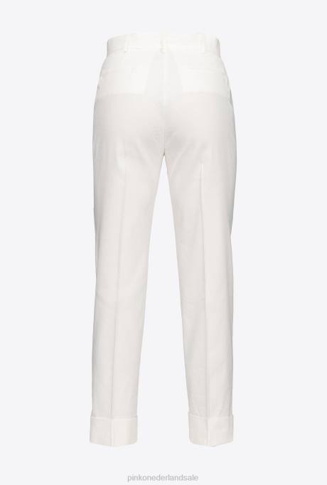 vrijetijdsbroek | L488723 linnen broek met tortelduifjes riem Pinko wolk wit