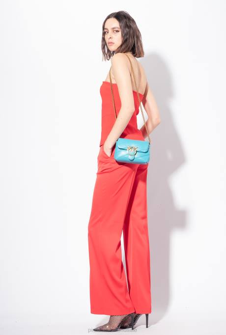 vrijetijdsbroek | L488737 glanzende wijd uitlopende broek Pinko formule1 rood