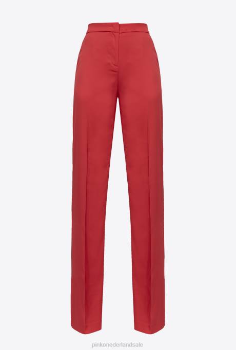 vrijetijdsbroek | L488737 glanzende wijd uitlopende broek Pinko formule1 rood