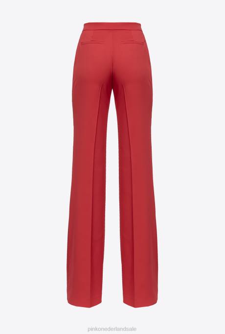 vrijetijdsbroek | L488737 glanzende wijd uitlopende broek Pinko formule1 rood