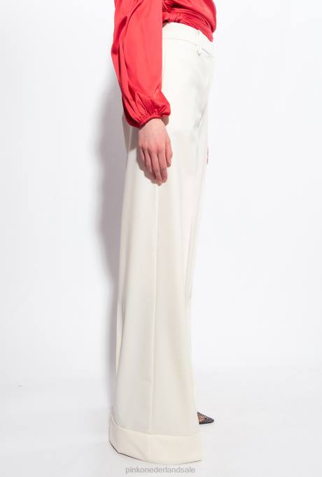 vrijetijdsbroek | L488739 palazzo broek met hoge taille Pinko vanille-ijs wit