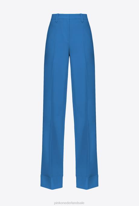 vrijetijdsbroek | L488740 palazzo broek met hoge taille Pinko directeur blauw
