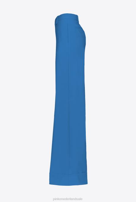 vrijetijdsbroek | L488740 palazzo broek met hoge taille Pinko directeur blauw