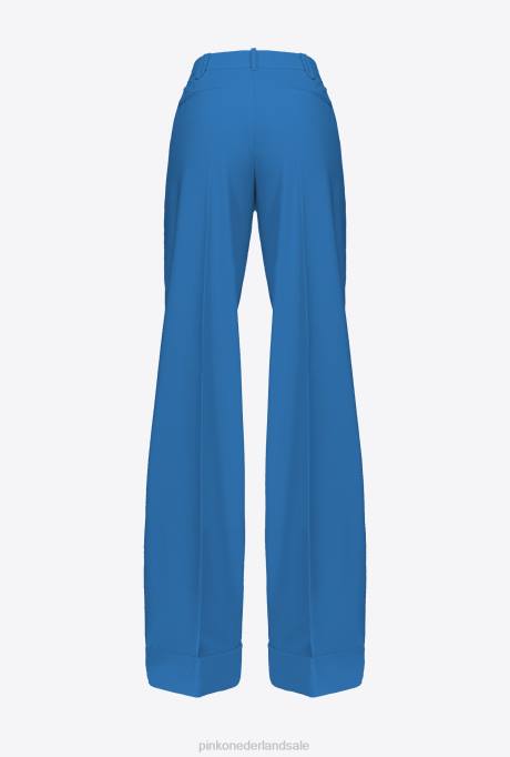vrijetijdsbroek | L488740 palazzo broek met hoge taille Pinko directeur blauw