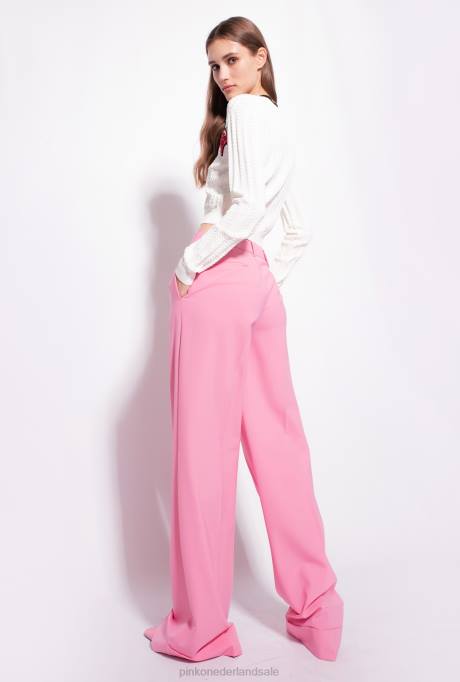 vrijetijdsbroek | L488741 palazzo broek met hoge taille Pinko convolvulus roze