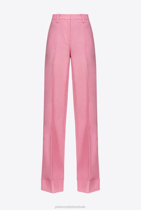 vrijetijdsbroek | L488741 palazzo broek met hoge taille Pinko convolvulus roze