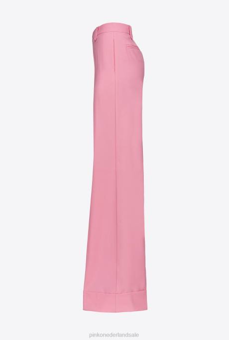 vrijetijdsbroek | L488741 palazzo broek met hoge taille Pinko convolvulus roze