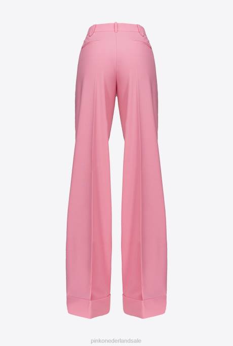 vrijetijdsbroek | L488741 palazzo broek met hoge taille Pinko convolvulus roze