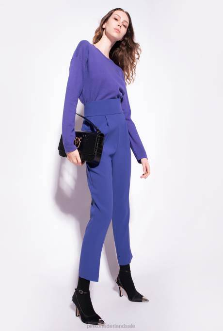 vrijetijdsbroek | L488743 broek van stretchcrêpe met hoge taille Pinko spook blauw