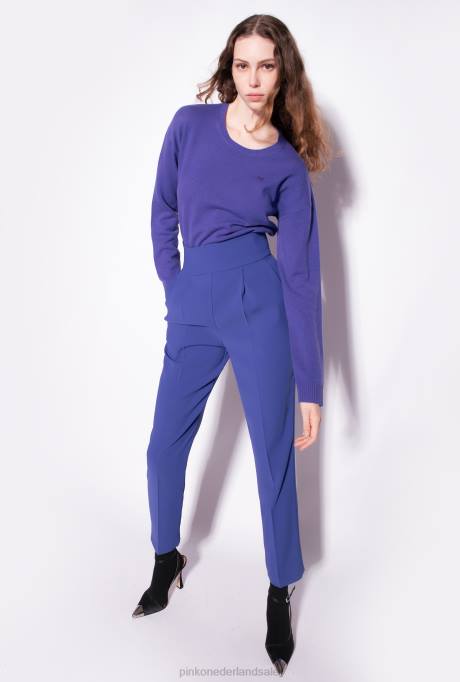 vrijetijdsbroek | L488743 broek van stretchcrêpe met hoge taille Pinko spook blauw