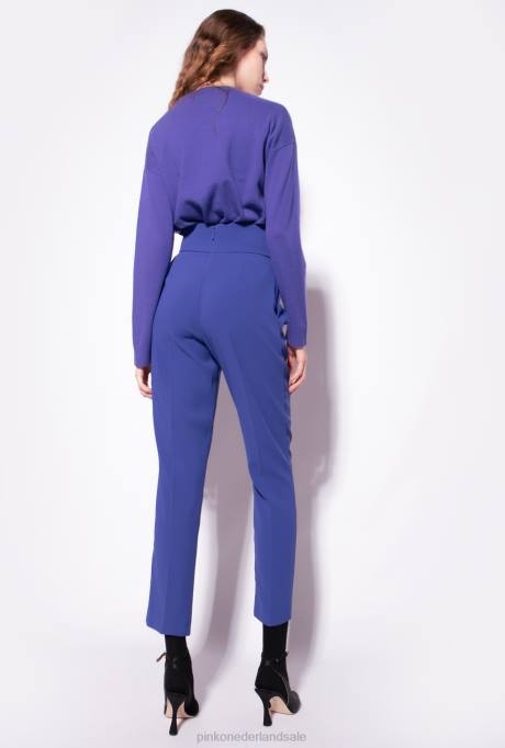vrijetijdsbroek | L488743 broek van stretchcrêpe met hoge taille Pinko spook blauw