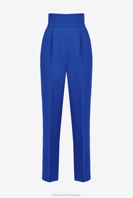 vrijetijdsbroek | L488743 broek van stretchcrêpe met hoge taille Pinko spook blauw