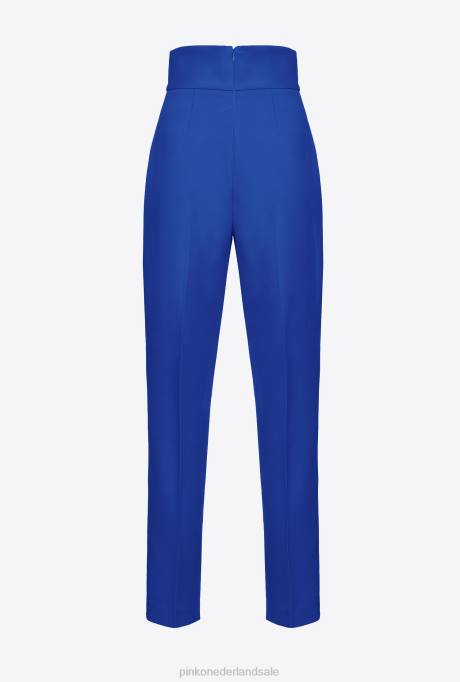 vrijetijdsbroek | L488743 broek van stretchcrêpe met hoge taille Pinko spook blauw