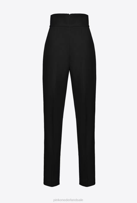 vrijetijdsbroek | L488744 broek van stretchcrêpe met hoge taille Pinko limousine zwart