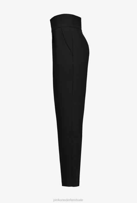 vrijetijdsbroek | L488744 broek van stretchcrêpe met hoge taille Pinko limousine zwart