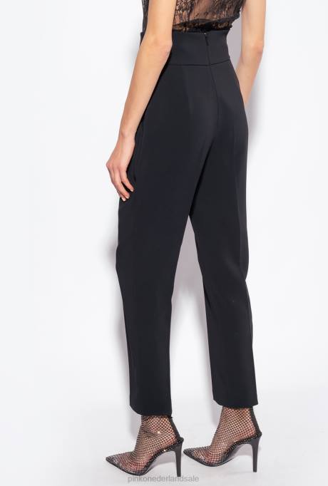 vrijetijdsbroek | L488745 broek van stretchcrêpe met hoge taille Pinko limousine zwart