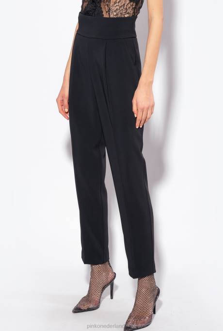 vrijetijdsbroek | L488745 broek van stretchcrêpe met hoge taille Pinko limousine zwart