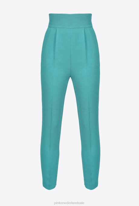 vrijetijdsbroek | L488746 broek van stretchcrêpe met hoge taille Pinko blauw