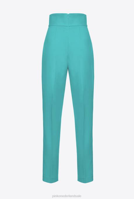 vrijetijdsbroek | L488746 broek van stretchcrêpe met hoge taille Pinko blauw