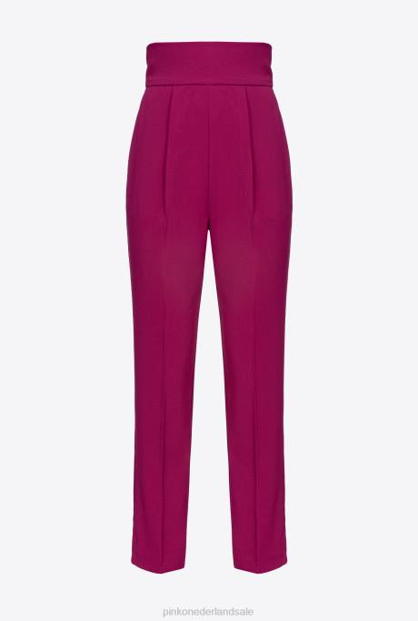 vrijetijdsbroek | L488747 broek van stretchcrêpe met hoge taille Pinko bougainville paars