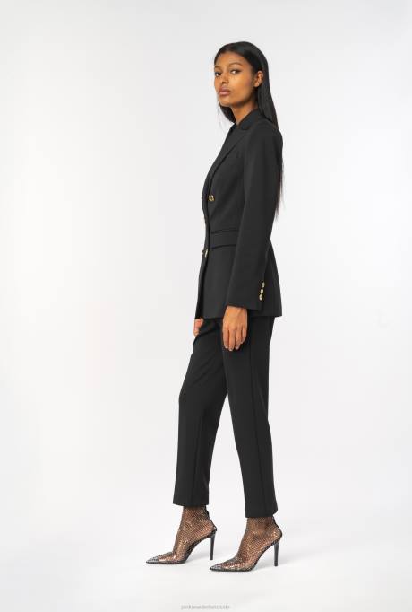 vrijetijdsbroek | L488761 slimfit broek met tortelduifjes riem Pinko limousine zwart