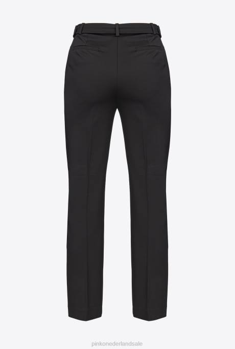 vrijetijdsbroek | L488761 slimfit broek met tortelduifjes riem Pinko limousine zwart