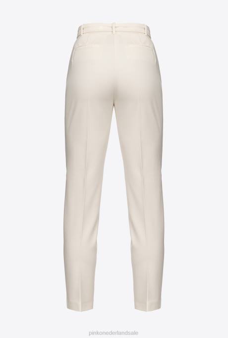 vrijetijdsbroek | L488762 slimfit broek met tortelduifjes riem Pinko roze rook wit